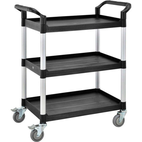 Global Industrial Service Cart w/3 Shelves, 550 lb. Capacity, 26"L x 17"W x 39"H, Black (WB800270)