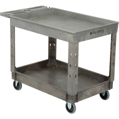 Global Industrial Tray Top Utility Cart w/2 Shelves, 44"L x 25-1/2"W x 32-1/2"H, Gray (WB800297)