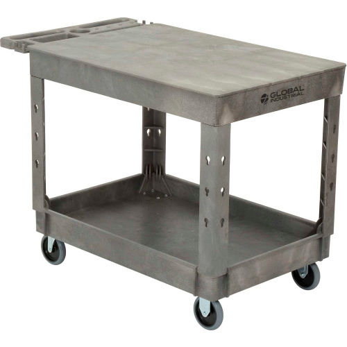 Global Industrial Flat Top Utility Cart w/2 Shelves, 44"L x 25-1/2"W x 32-1/2"H, Gray (WB800298)