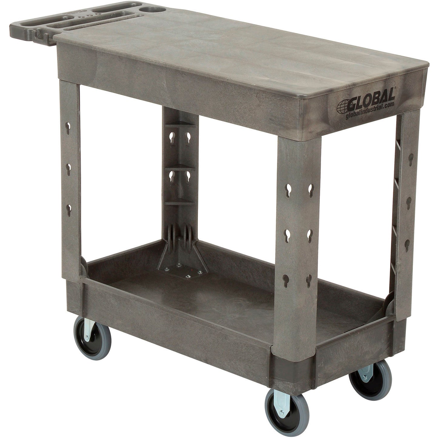 Global Industrial Flat Top Utility Cart w/2 Shelves, 38"L x 17-1/2"W x 32-1/2"H, Gray (WB800300)