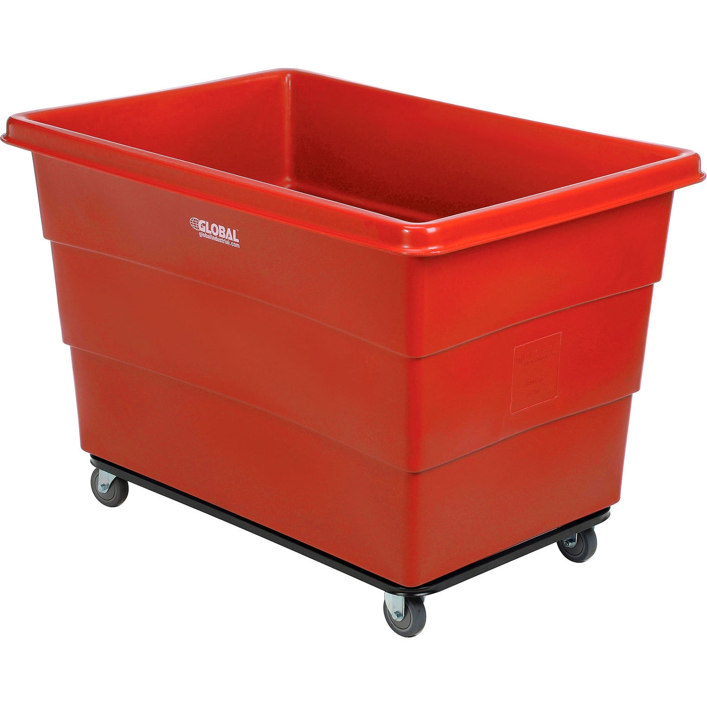 Global Industrial Plastic Bulk Box Truck, 20 Bushel, Steel Chassis Base, Red (WB800316RD)