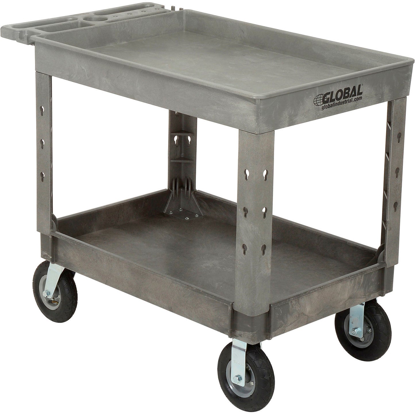 Global Industrial Tray Top Utility Cart w/2 Shelves, 44"L x 25-1/2"W x 35-1/2"H, Gray (WB800328)