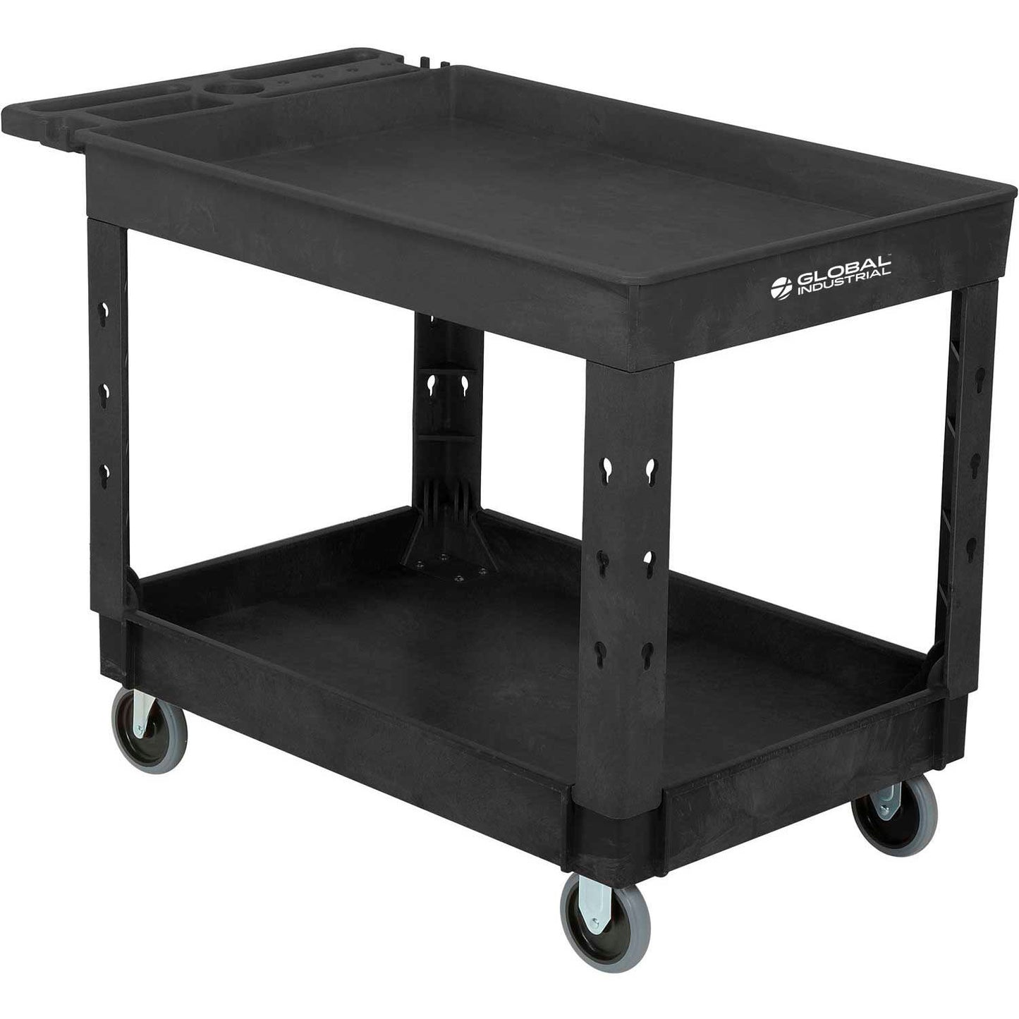 Global Industrial Utility Cart w/2 Shelves & 5" Casters, 44"L x 25-1/2"W x 32-1/2"H, Black (WB800334)