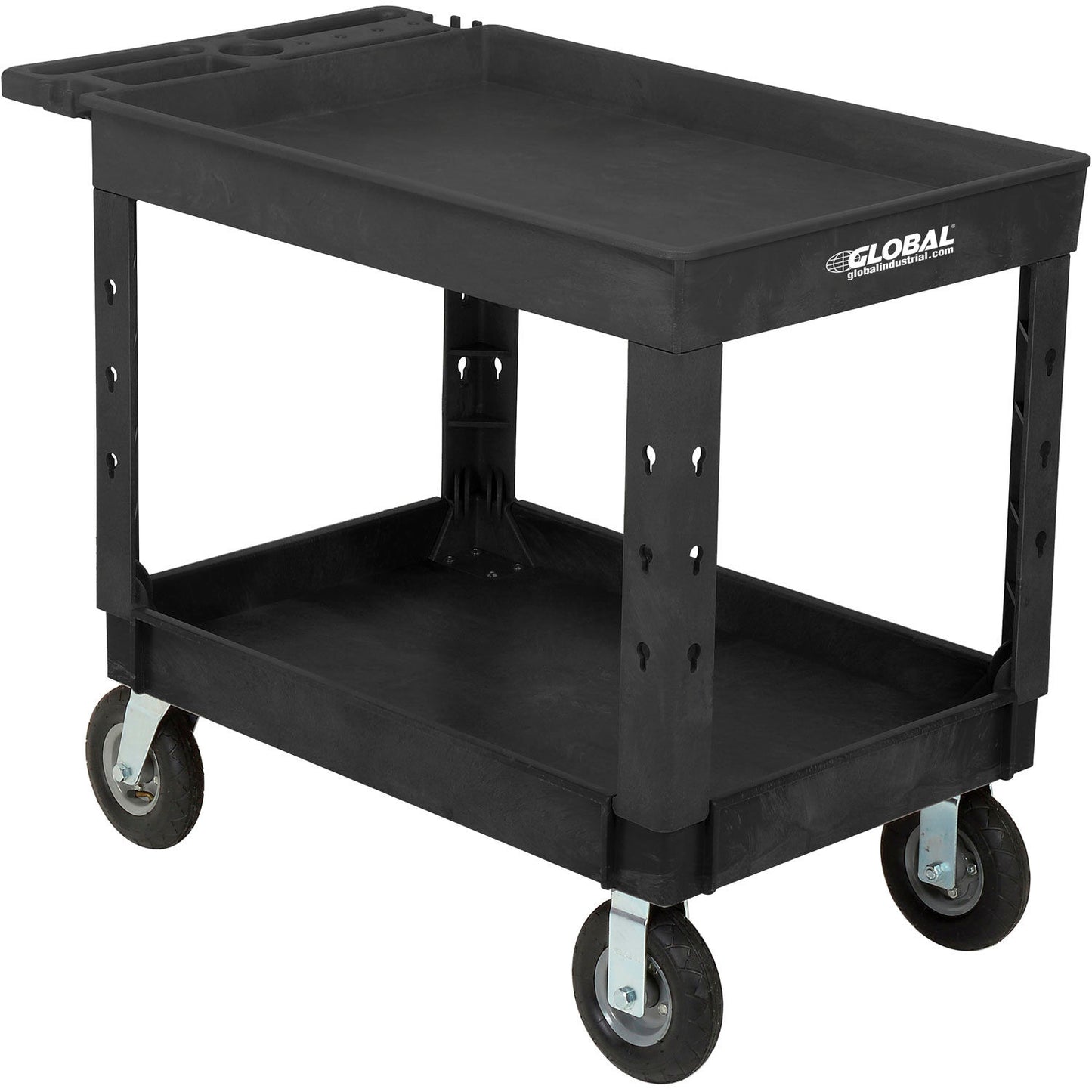 Global Industrial Utility Cart w/2 Shelves & 8" Casters, 44"L x 25-1/2"W x 32-1/2"H, Black (WB800344)