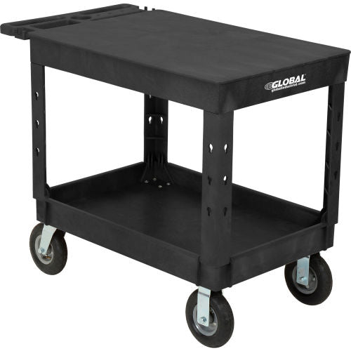 Global Industrial Flat Top Utility Cart w/2 Shelves, 44"L x 25-1/2"W x 35-1/2"H, Black (WB800345)