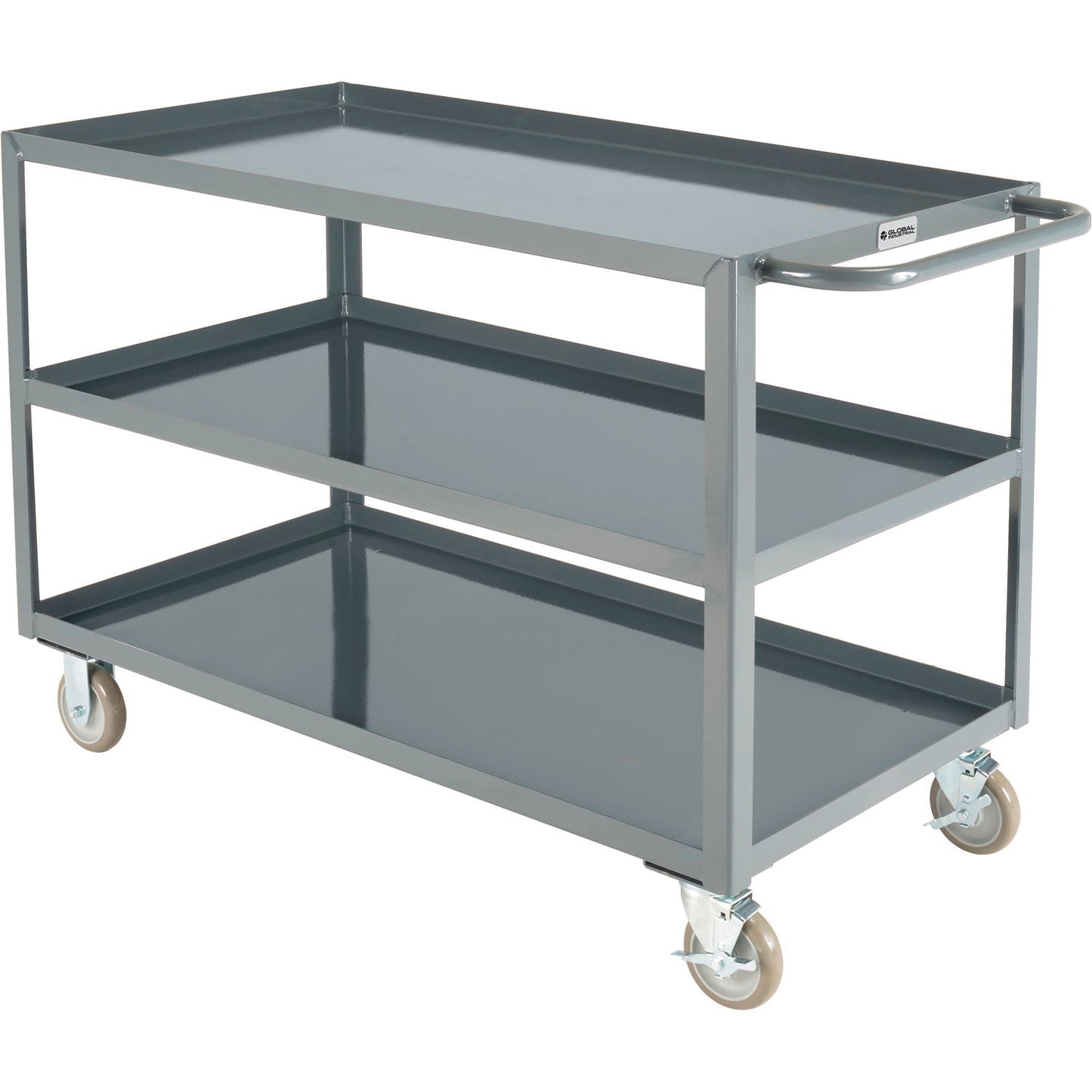 Global Industrial Steel Utility Cart w/3 Tray Shelves, 1200 lb. Capacity, 48"L x 24"W x 35"H (WB800462)