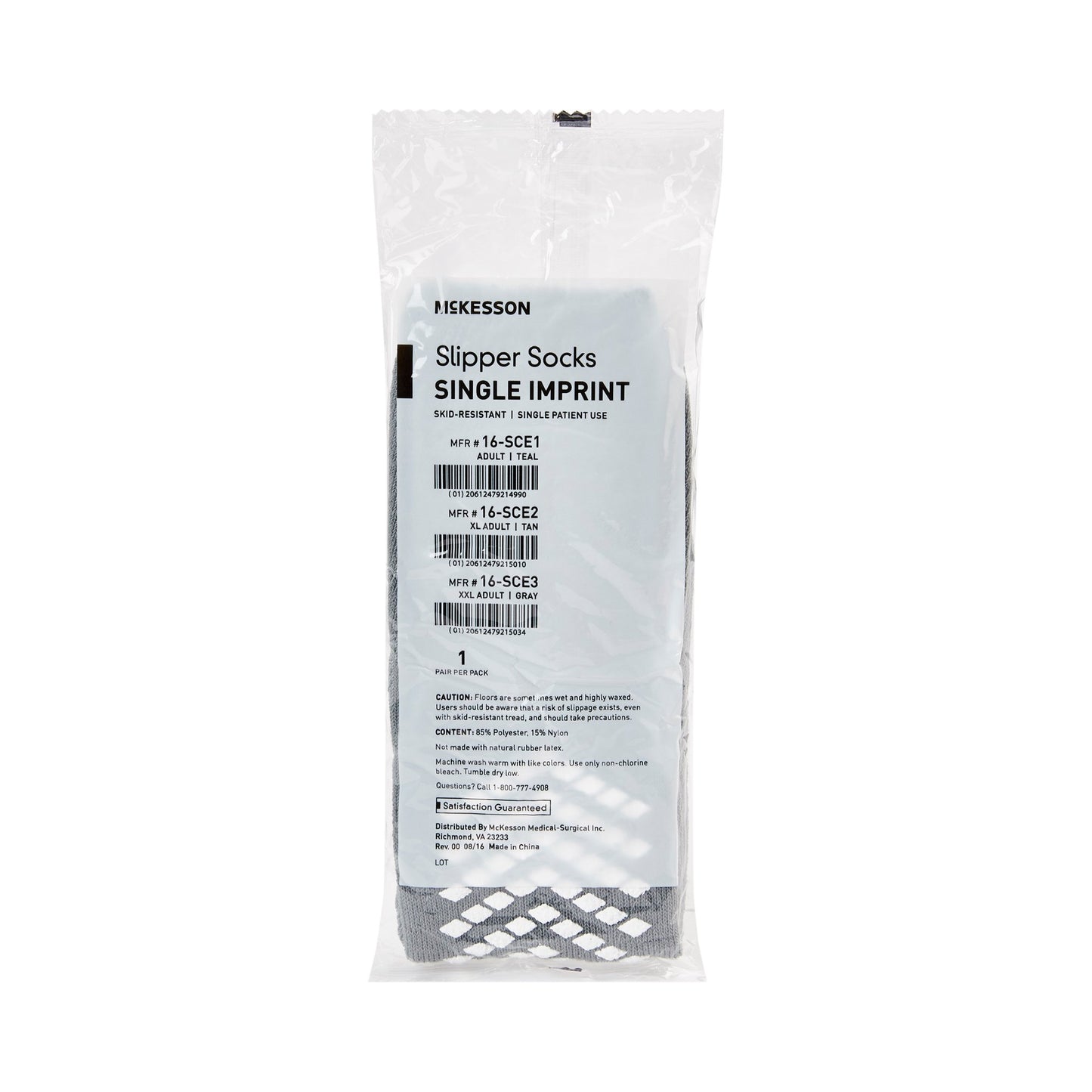 McKesson Slipper Socks Unisex Adult 2X-Large Single Tread Single Patient Use Gray (1038461_PR)