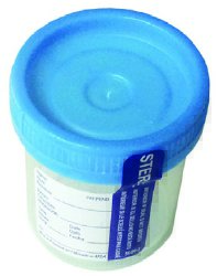 DuoClick™ Specimen Container 53 mm Opening 90 mL (3 oz.) Screw Cap Patient Information Sterile (1058013_BG)