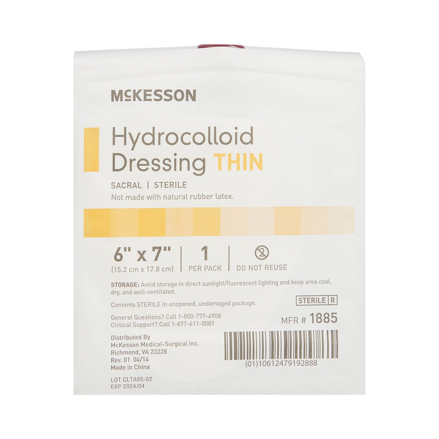 McKesson Thin Hydrocolloid Dressing Film Backing 6 X 7 Inch Sacral Hydrocolloid (882986_BX)
