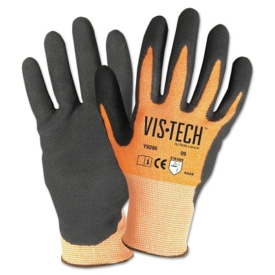 Wells Lamont Vis-Tech Cut-Resistant Gloves with Nitrile Coated Palm, X-Large, Orange/Black (815-Y9296XL)