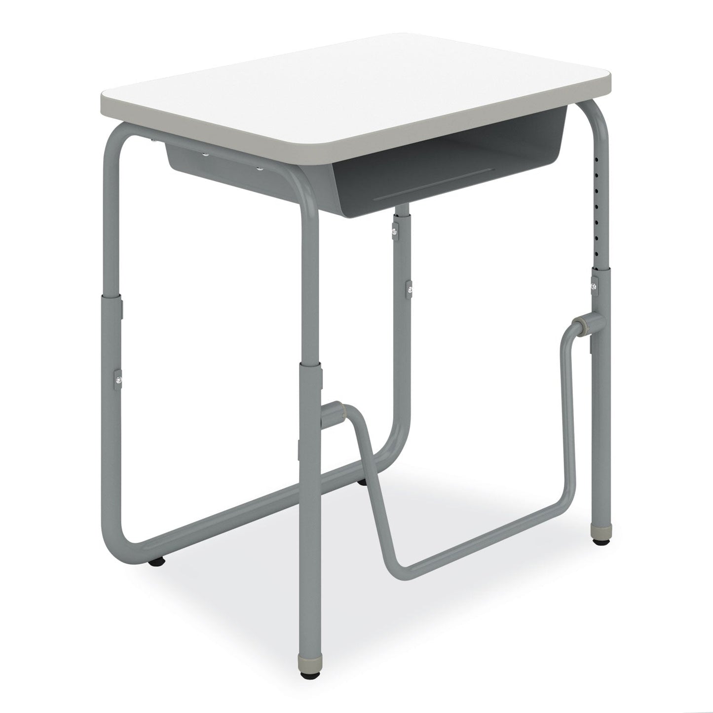 Safco® AlphaBetter 2.0 Height-Adjust Student Desk with Pendulum Bar, 27.75 x 19.75 x 22 to 30, Dry Erase (SAF1222DE)