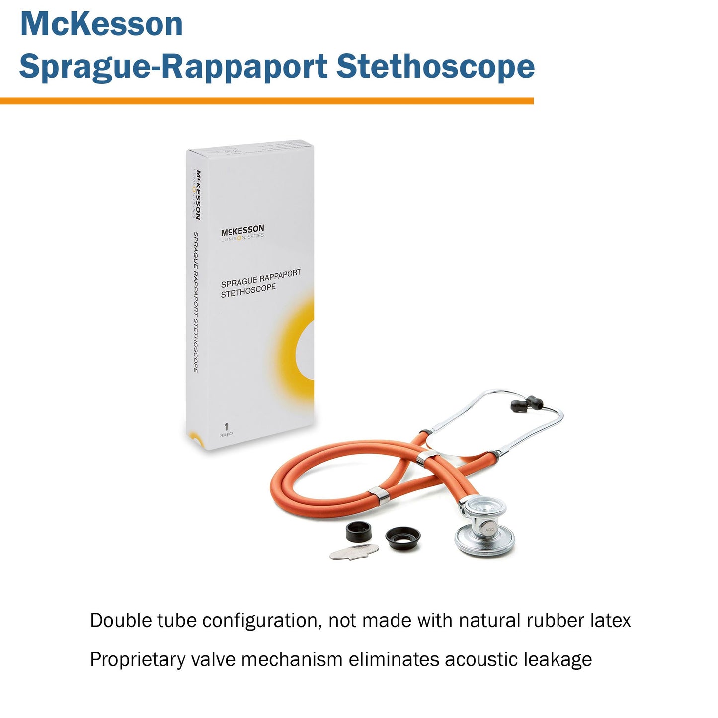 McKesson Sprague Stethoscope Orange 2-Tube 22 Inch Tube Double Sided Chestpiece (1089448_EA)