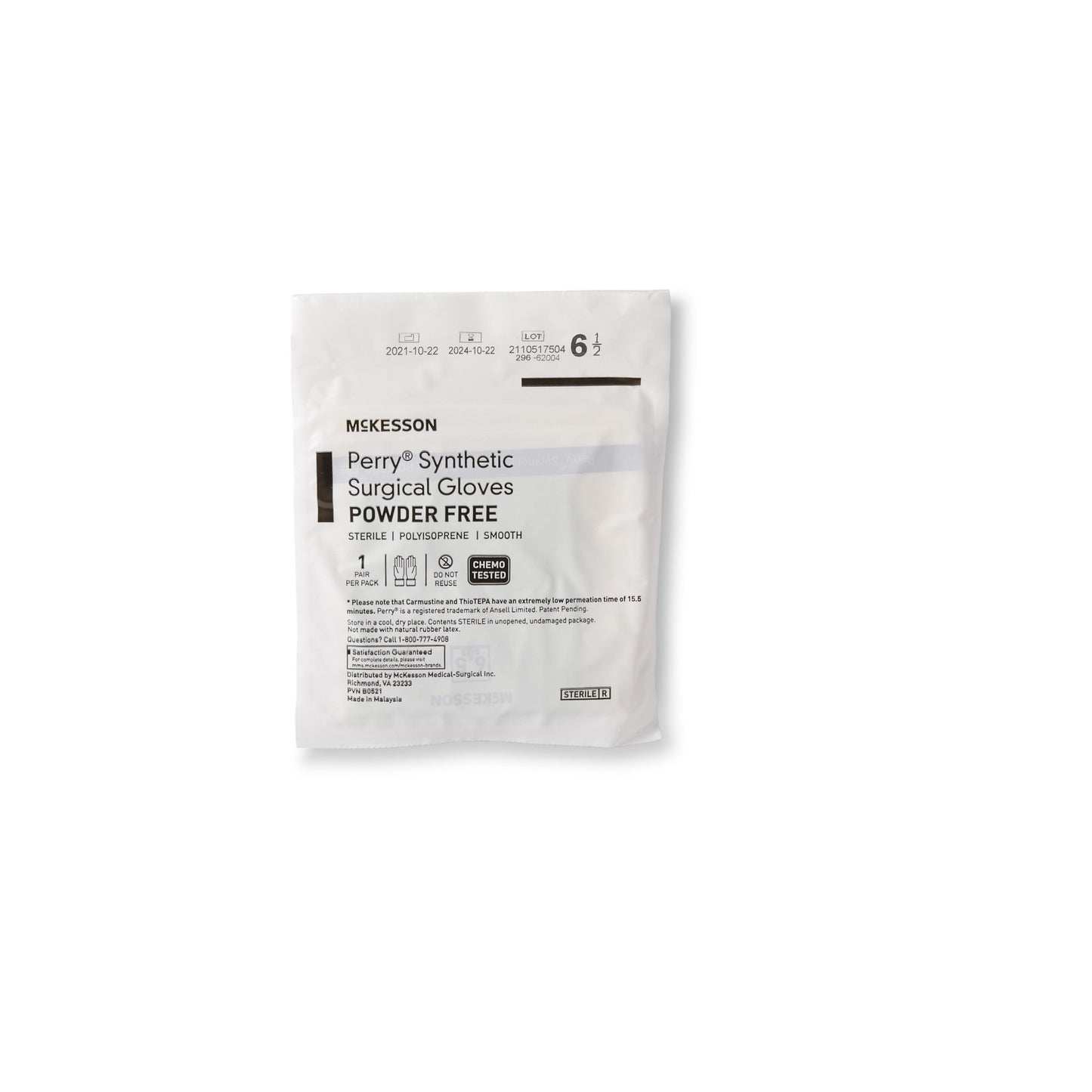 McKesson Perry® Performance Plus Surgical Glove Size 6.5 Sterile Polyisoprene Standard Cuff Length Smooth Green Chemo Tested (1044721_BX)