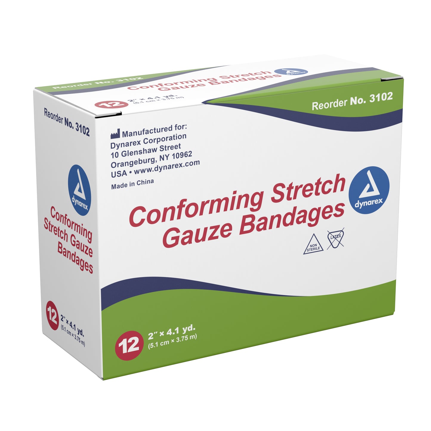 Dynarex® Conforming Bandage 2 Inch X 4-1/10 Yard 1-Ply NonSterile 12 per Pack (691352_BX)