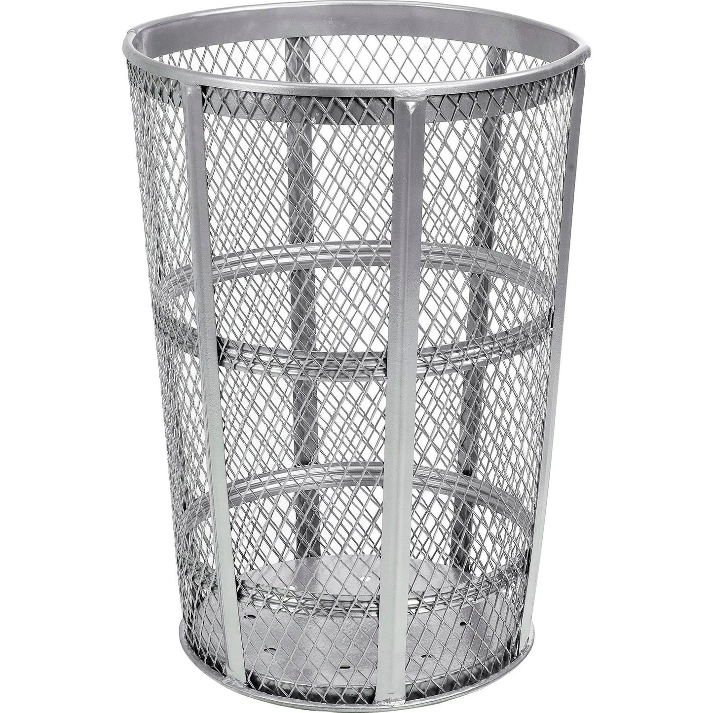 Global Industrial Outdoor Steel Mesh Corrosion Resistant Trash Can, 48 Gallon, Silver (WB237633)