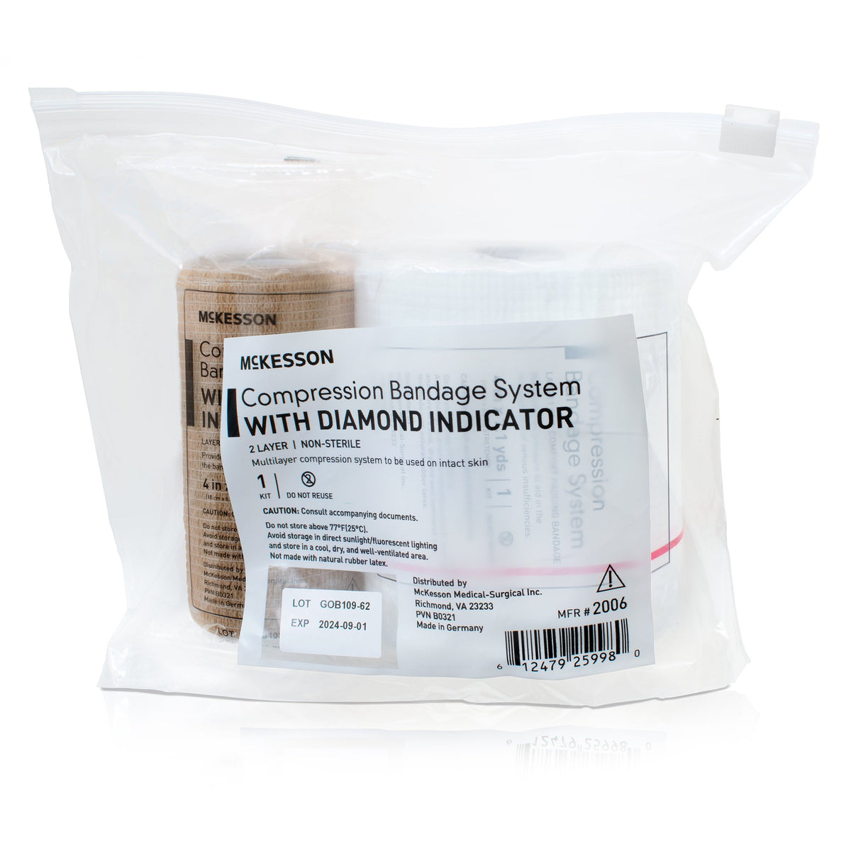 McKesson 2 Layer Compression Bandage System 4 Inch X 7-1/10 Yard / 4 Inch X 6-9/10 Yard Self-adherent Closure Tan / White NonSterile (1194448_BG)