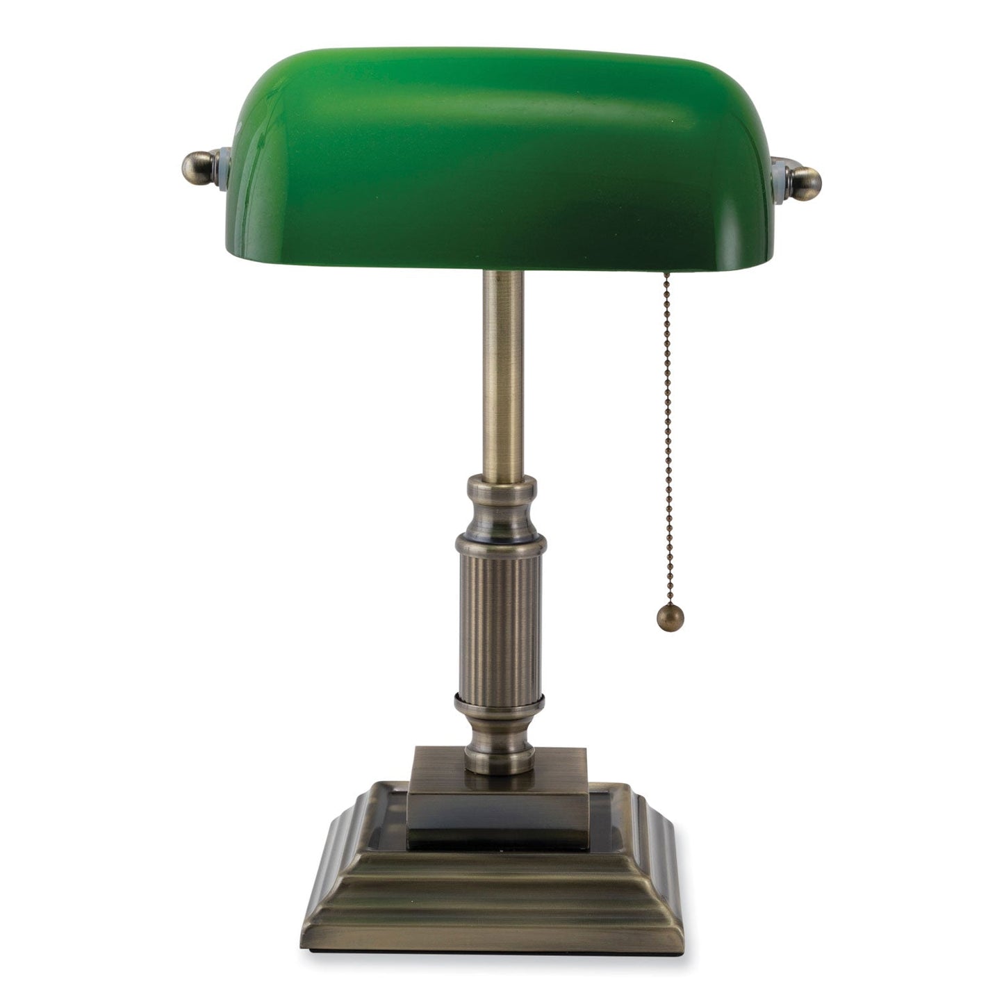 Victory Light LED Bankers Lamp with Green Shade, Candlestick Neck, 14.75" High, Antique Bronze (VLU9VS688029AB)