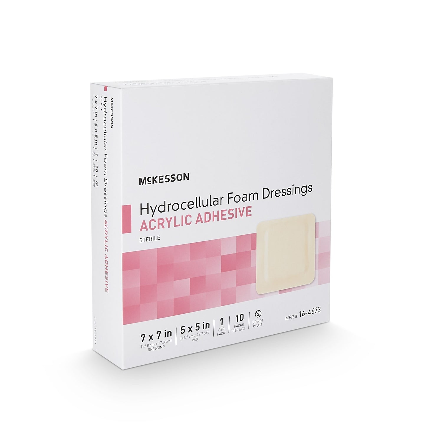 McKesson Foam Dressing 7 X 7 Inch With Border Film Backing Acrylic Adhesive Square Sterile (1138301_BX)