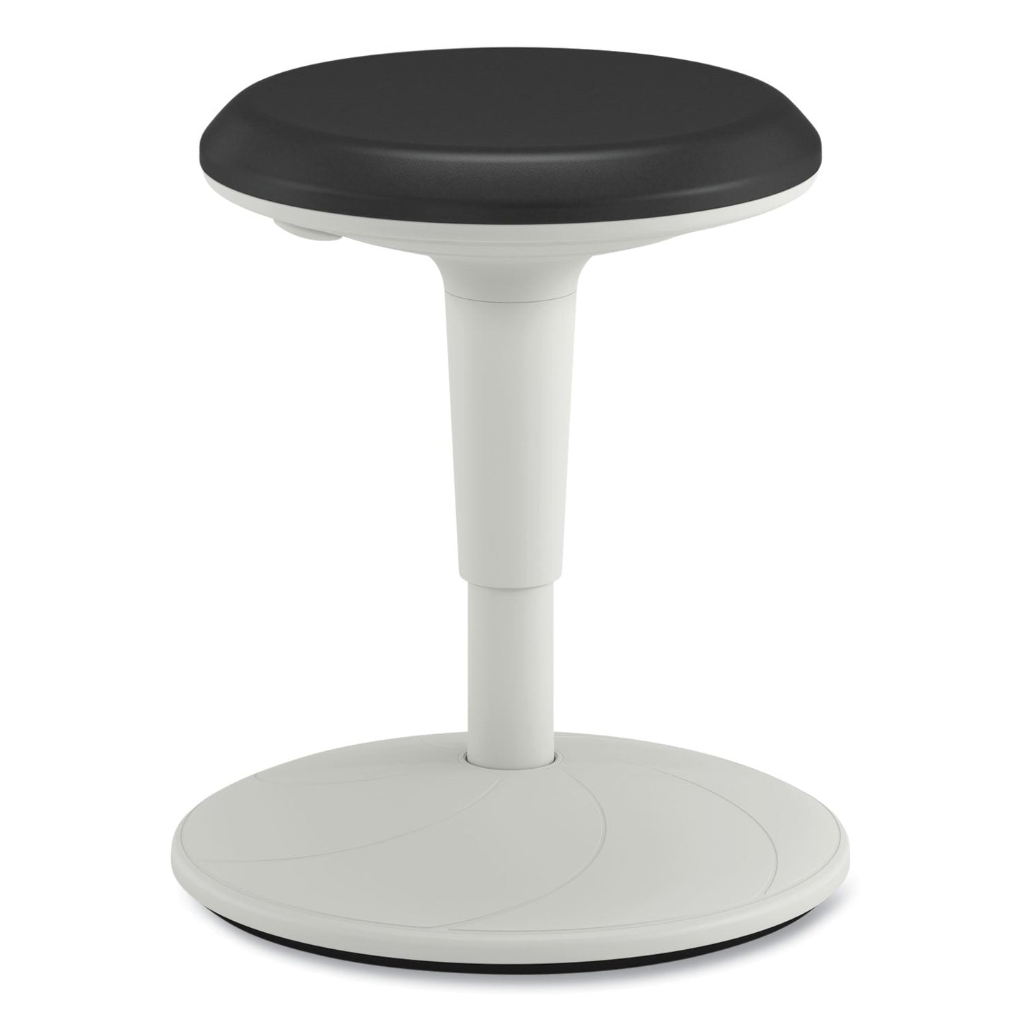 HON® Revel Adjustable Ht Fidget Stool, Backless,Up to 250lb, 13.75" to 18.5" Seat Ht,Black Seat/White Base (HONHEFS01BL)