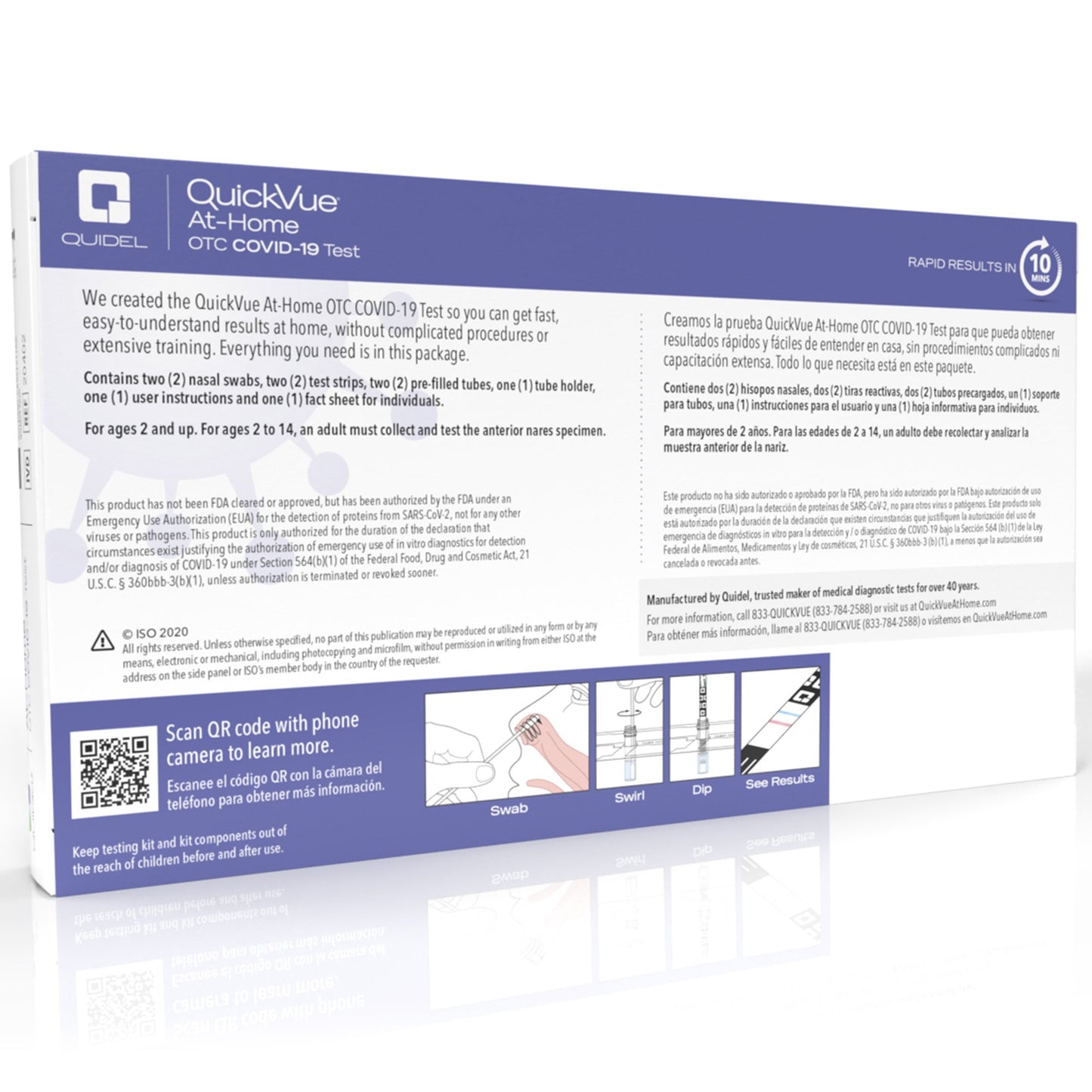 QuickVue® Respiratory Test Kit At-Home OTC COVID-19 Test 2 Tests CLIA Waived (1190065_BX)