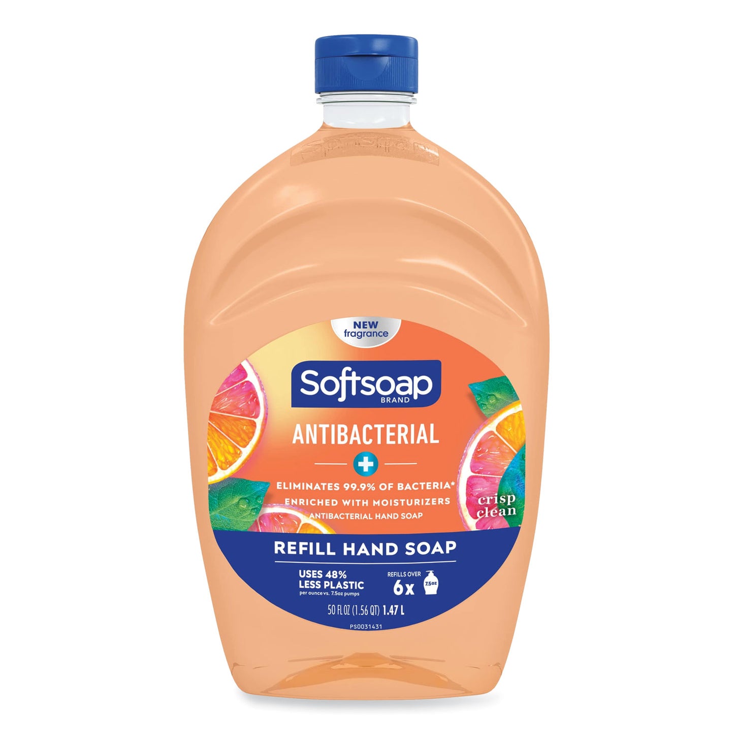 Softsoap® Antibacterial Liquid Hand Soap Refill, Fresh Scent, 50 oz, Orange, 3/Carton (CPC61048277)