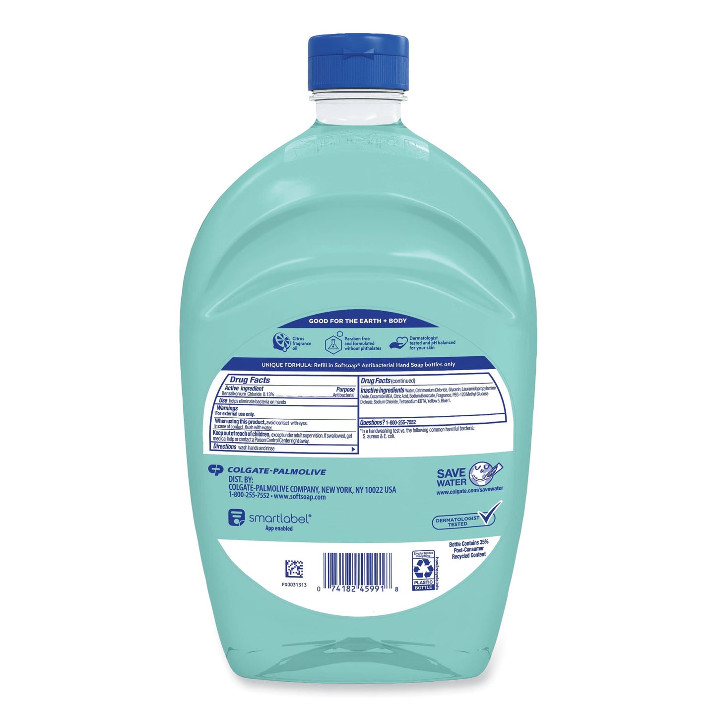 Softsoap® Antibacterial Liquid Hand Soap Refill, Fresh Scent, 50 oz, Green, 3/Carton (CPC61048193)