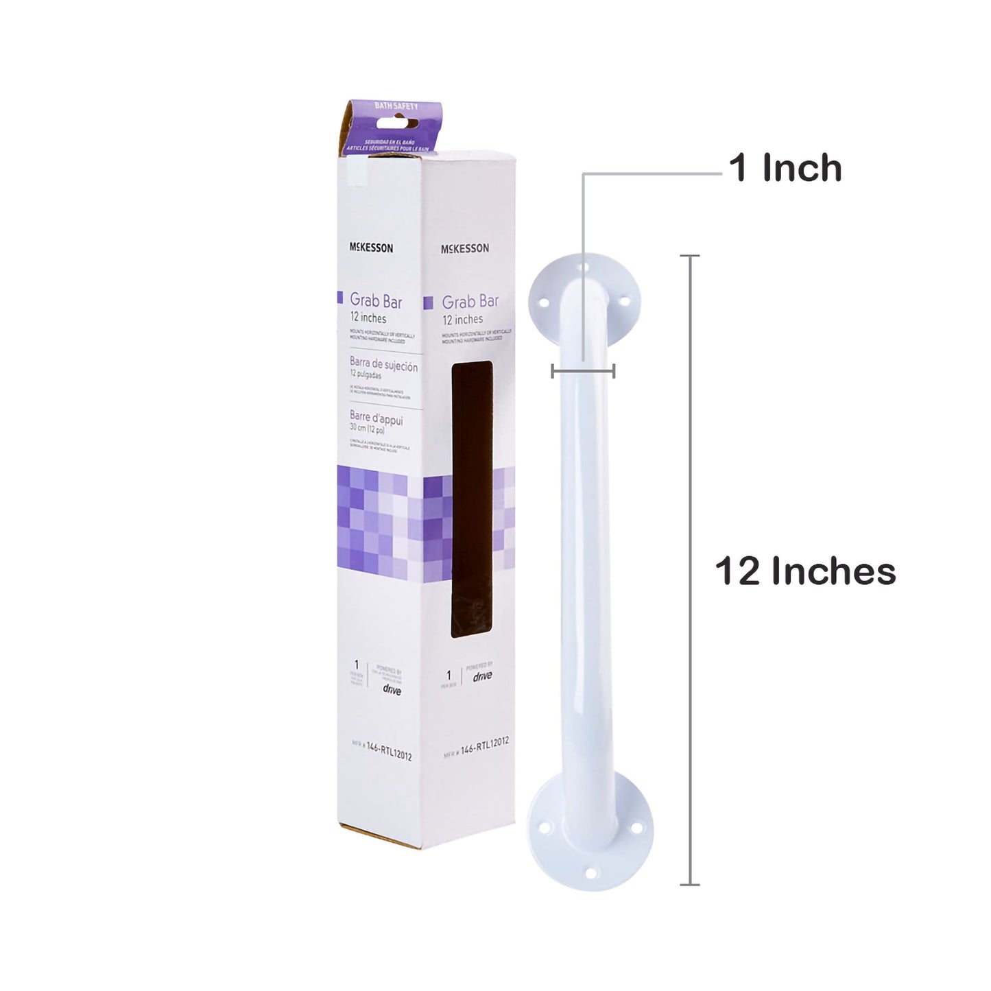 McKesson Wall Grab Bar White Steel (1065235_EA)