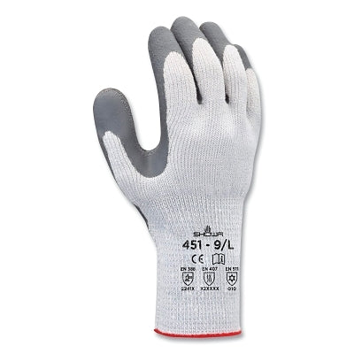 Showa 451 Thermal-Insulated Latex Coated Fingertips/Palm Gloves, Small, Gray (845-451S-07)