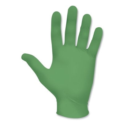 Showa 9-1/2 in Powder Free Unlined Nitrile Disposable Gloves, Green, Size M, 100PK (845-6110PFM)