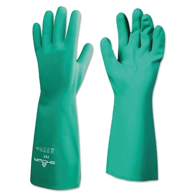 Showa Chemical-Protection Nitrile Gloves, 15 in Gauntlet Cuff, Unlined/Unsupported, Size 9/Large, Green, 22 mil Thick (845-737-09)