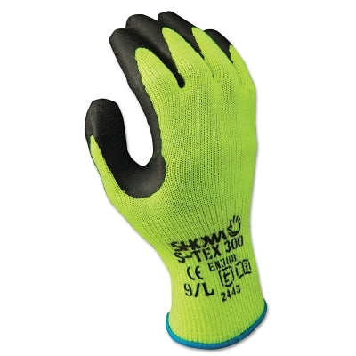 Showa S-Tex 300 Rubber Palm-Coated Gloves, X-Large, Black/Hi-Viz Yellow (845-S-TEX300XL-10)