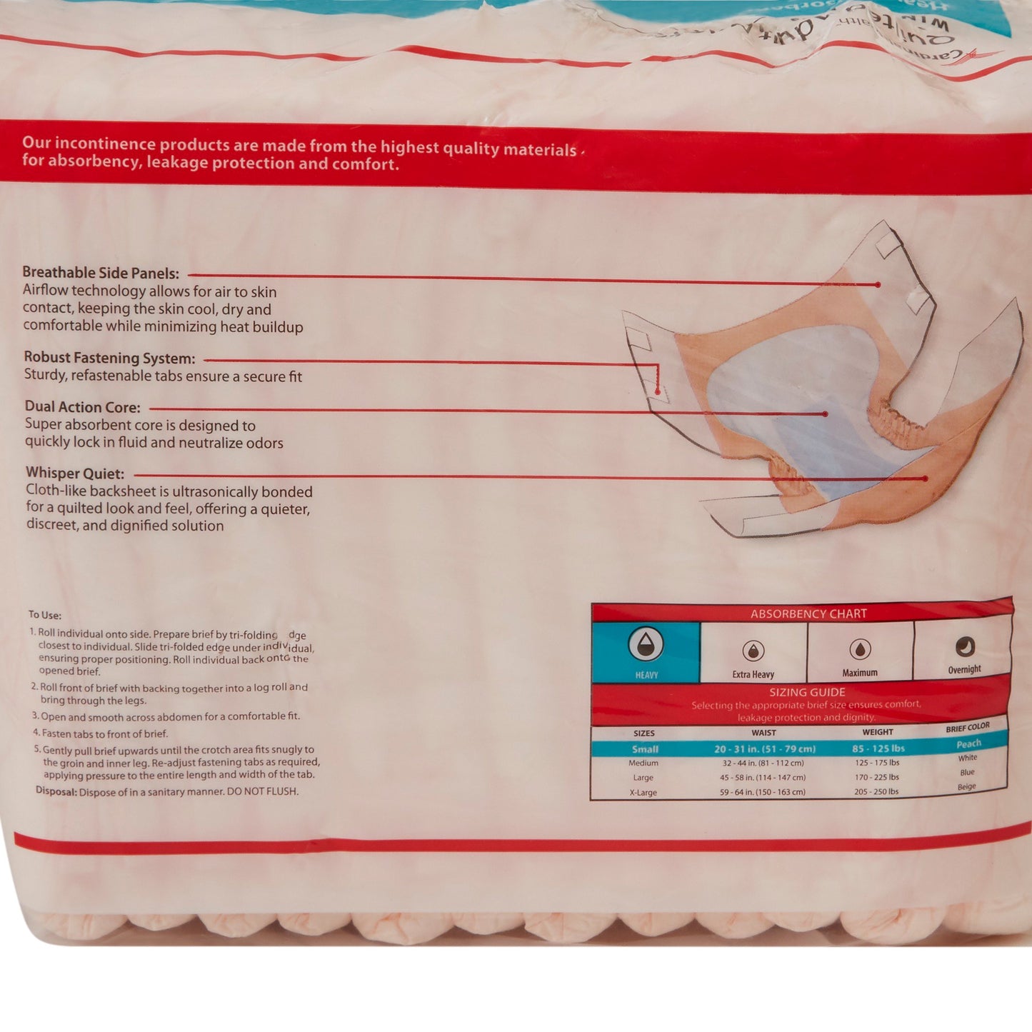 Wings™ Plus Quilted Unisex Adult Incontinence Brief Small Disposable Heavy Absorbency (747160_CS)