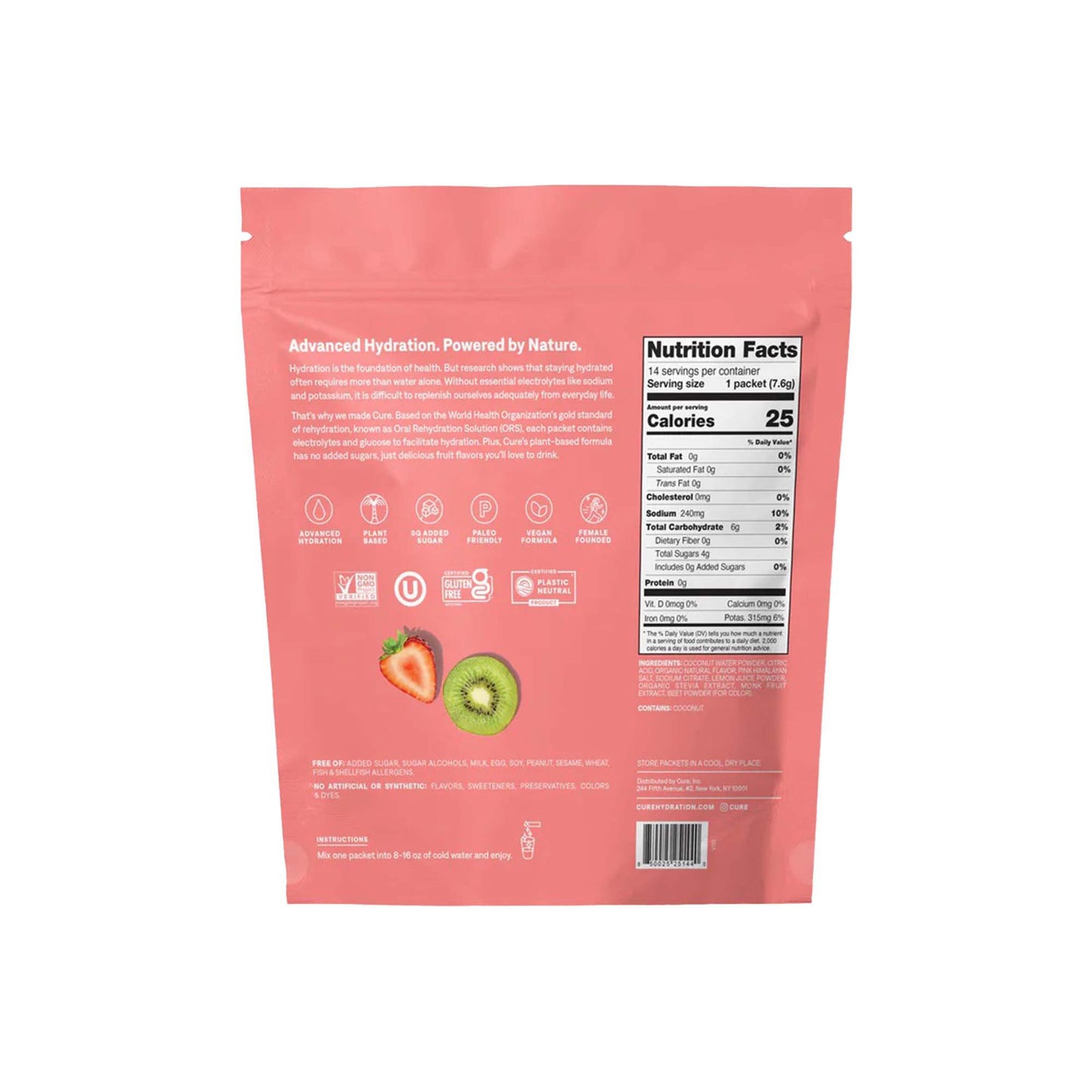 Cure® Oral Electrolyte Solution Strawberry Kiwi Flavor 7.6 Gram Electrolyte (1256711_CS)