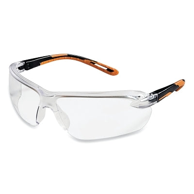 SureWerx® XM300 Series Protective Eyewear Safety Glasses, Clear Lens, Polycarbonate, Blk/Orange Frame (851-S71200)