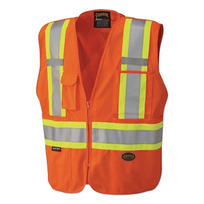 SureWerx® 6935AU/6936AU/6937AU HV Zip-Up Snap Break Away Safety Vest, X-Small, Orange (852-V1021150U-XS)