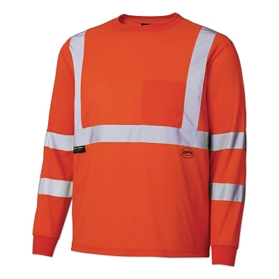 SureWerx® 68887U/6888U HV Long-Sleeved Birdseye Safety Shirt, 2X-Large, Orange (852-V1054250U-2XL)