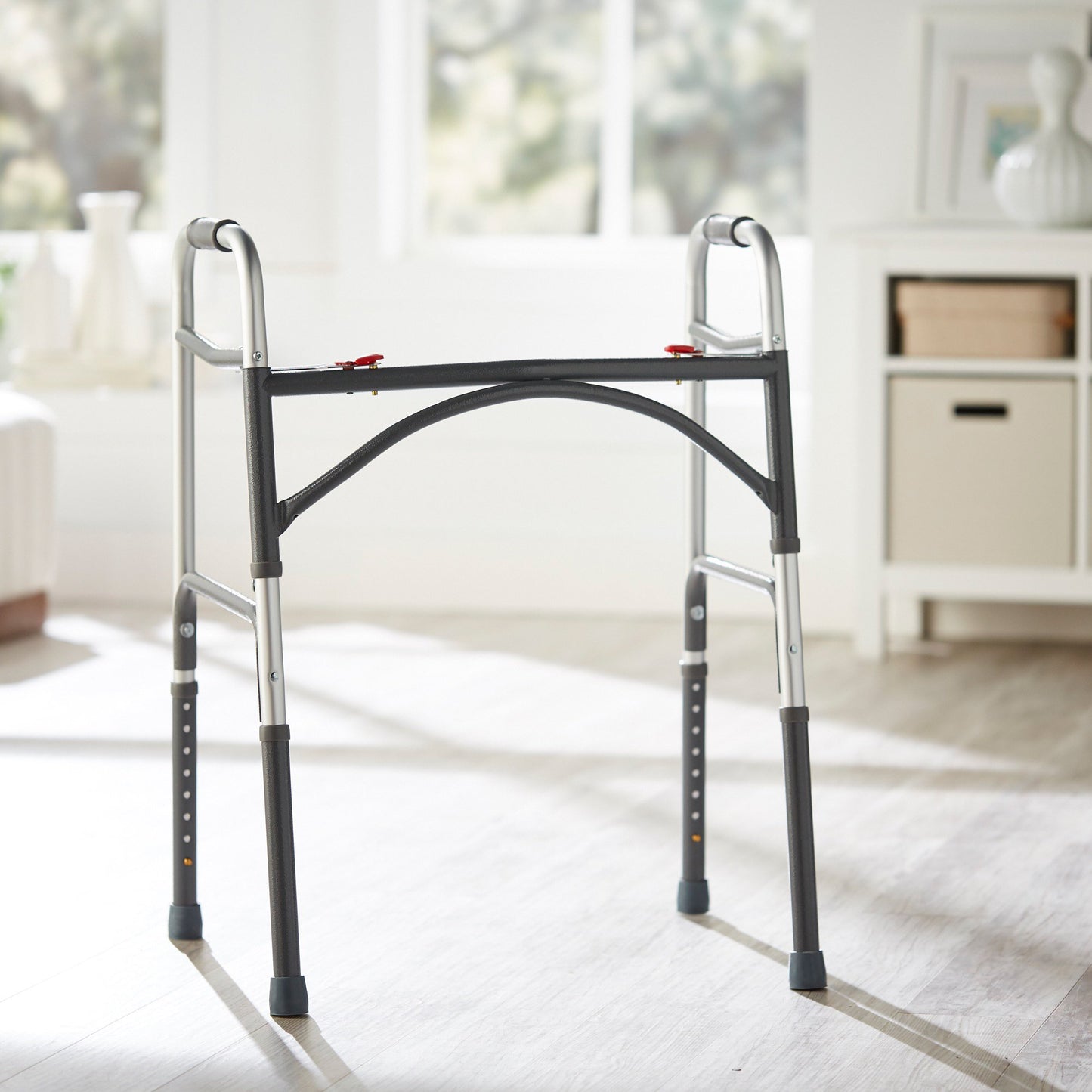 McKesson Bariatric Dual Release Folding Walker Adjustable Height Steel Frame 500 lbs. Weight Capacity 32-1/2 to 39 Inch Height (1065262_CS)