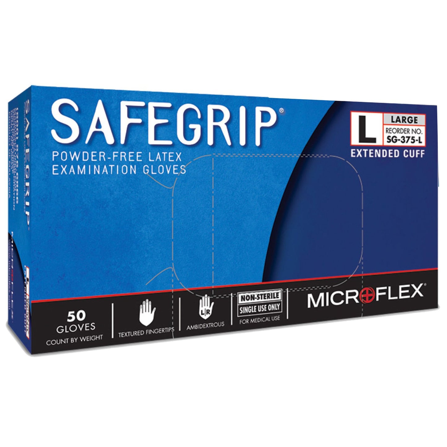 SafeGrip® Exam Glove Large NonSterile Latex Extended Cuff Length Textured Fingertips Blue Chemo Tested (306871_CS)