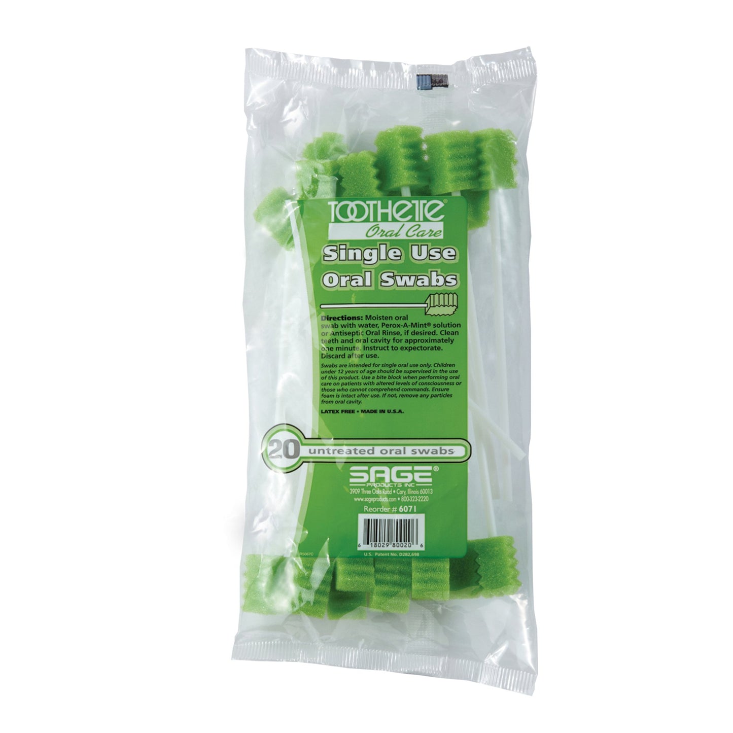 Toothette® Plus Oral Swab Untreated Foam Tip 20 per Pack (466896_PK)