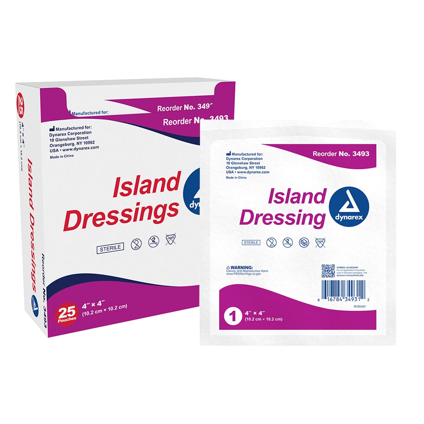 Dynarex Island Dressing 4 X 4 Inch Square Sterile (903643_BX)