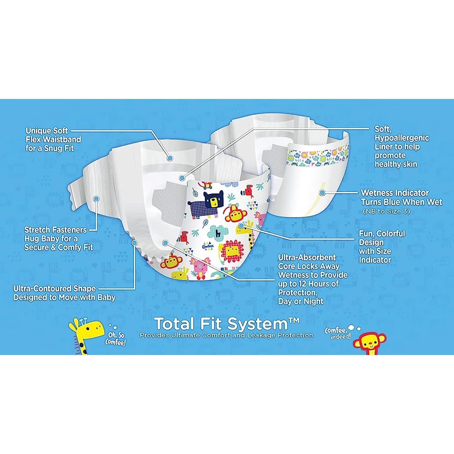 Comfees® Unisex Baby Diaper Size 4 Disposable Moderate Absorbency (993246_CS)