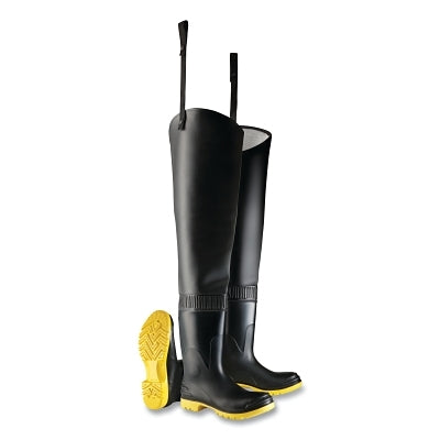 Dunlop® Protective Footwear Hip Waders, Steel Toe and Midsole, Men's 11, 32 in Inseam, PVC, Black (868-868560011)