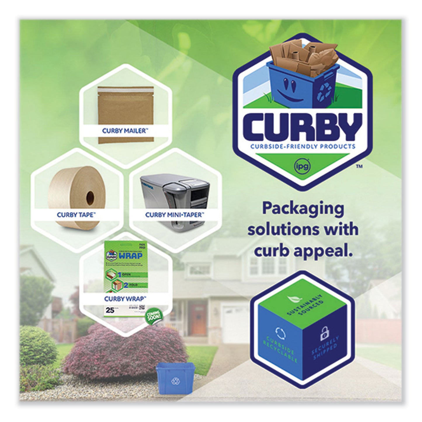 ipg® Curby Mailer Self-Sealing Recyclable Mailer, Paper Padding, Self-Adhesive, #5, 11.38 x 15.5, 30/Carton (IPGCBML5C)