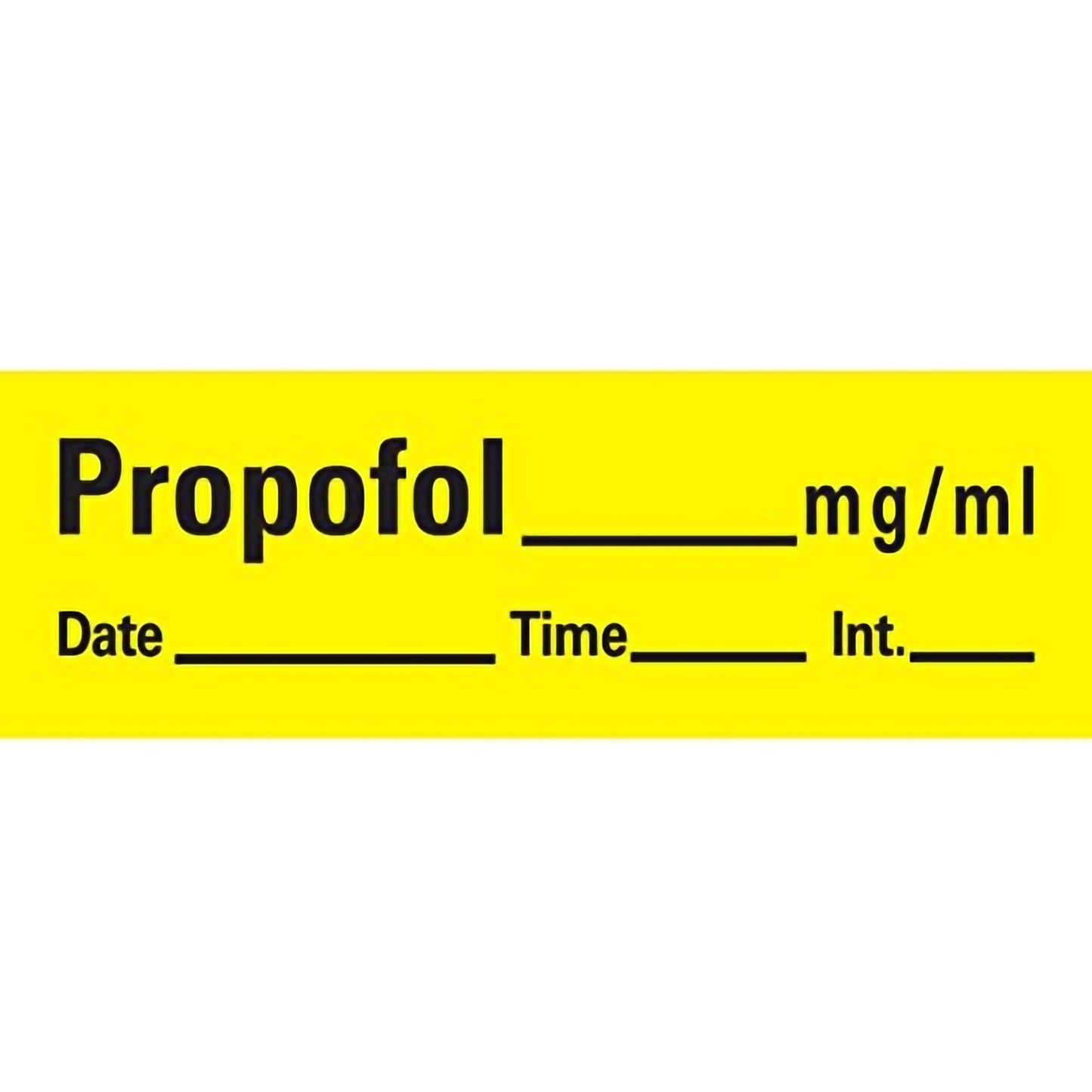 Barkley® Drug Label Anesthesia Label Tape Propofol_mg/mL Date_Time_Int_ Yellow 1/2 X 1-1/2 Inch (537616_RL)