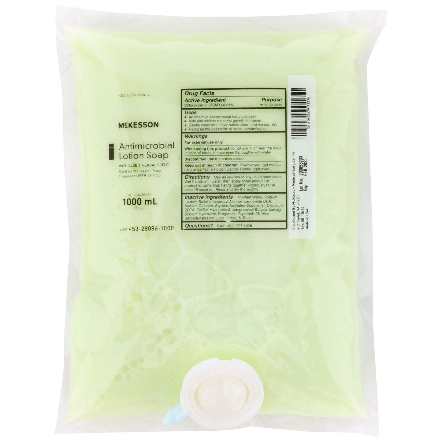 McKesson Antimicrobial Soap Lotion 1,000 mL Dispenser Refill Bag Herbal Scent (468273_EA)
