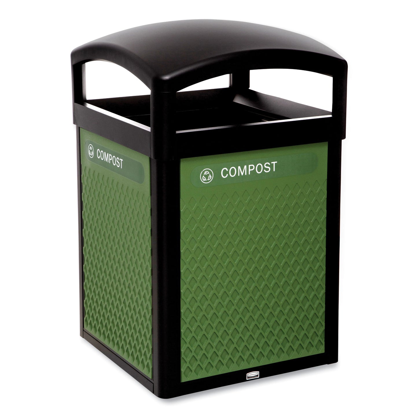 Rubbermaid® Commercial Medium Prelabeled Compost Waste Panels for Tailor and Landmark Series Containers, 20.72" x 0.5" x 27.95", Green, 4/Carton (RCP2182673)