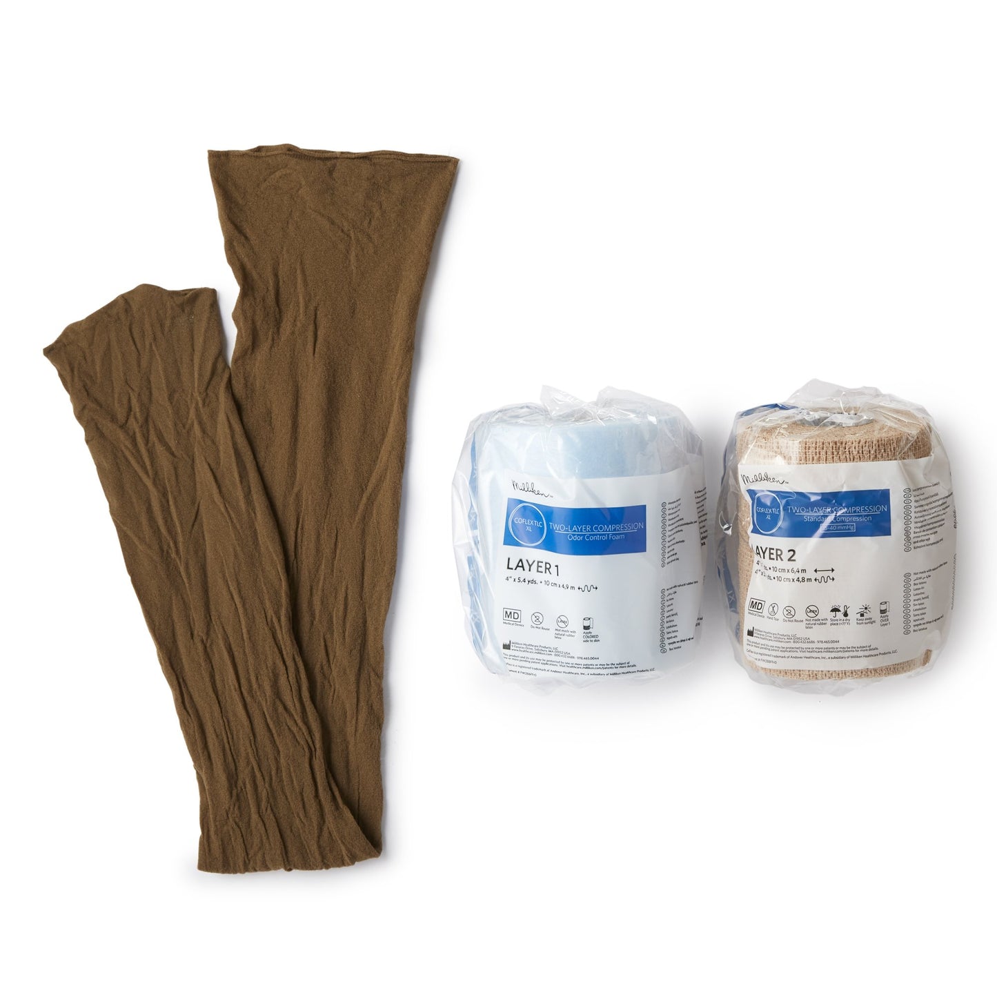 CoFlex® TLC XL with Indicators 2 Layer Compression Bandage System 4 Inch X 5-2/5 Yard / 4 Inch X 7 Yard Self-Adherent / Pull On Closure Tan NonSterile 35 to 40 mmHg (787749_BX)