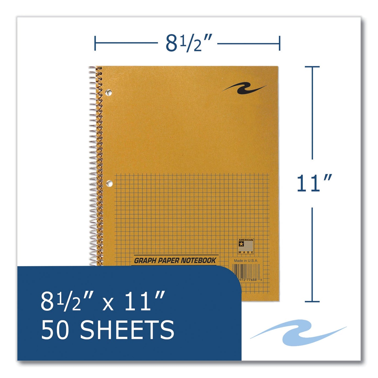 Roaring Spring® Lab and Science Wirebound Notebook, Quadrille Rule (4 sq/in), Brown Cover, (50) 8.5 x 11 Sheets, 24/CT (ROA77688CS)