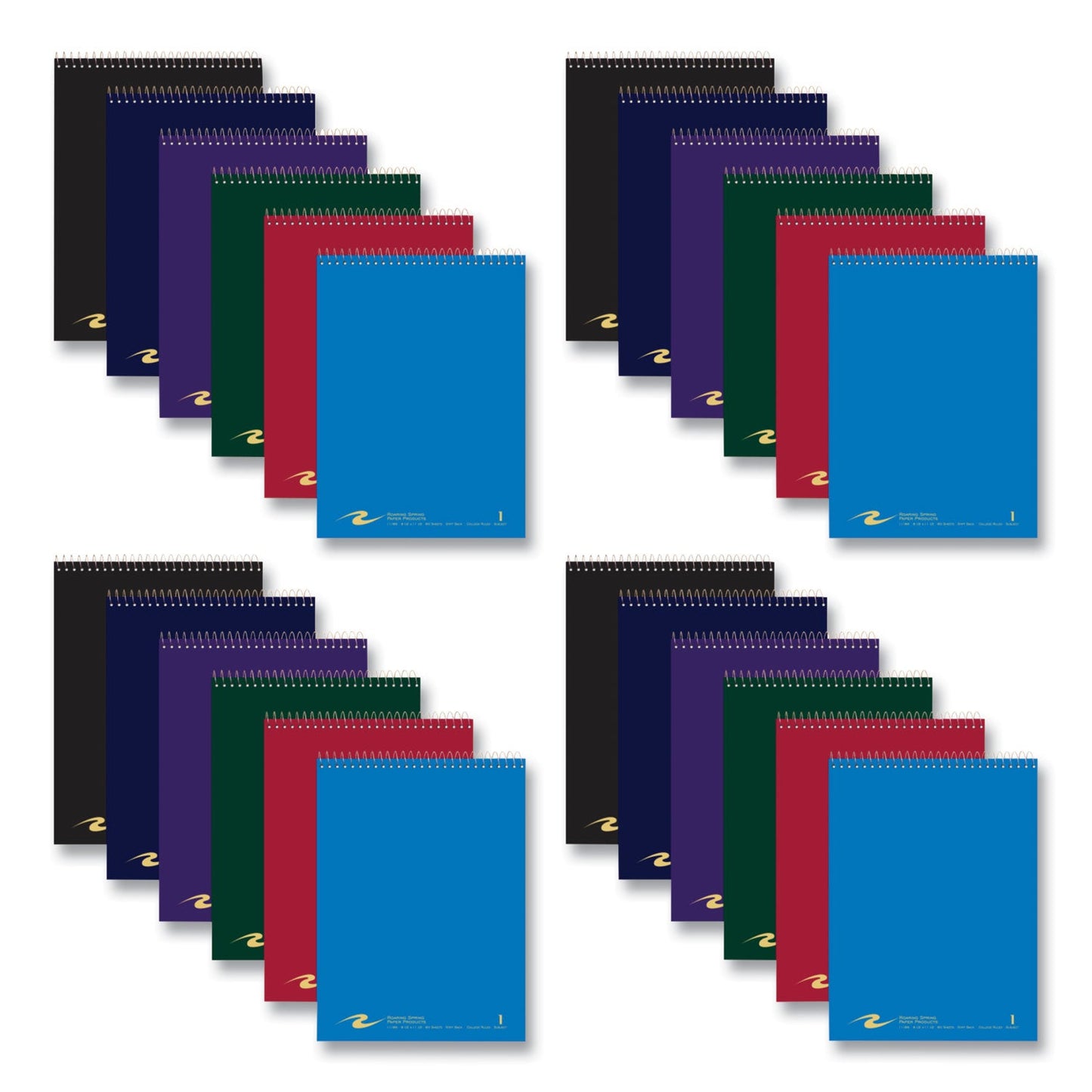 Roaring Spring® Flipper Subject Wirebound Notebook, 1-Subject, Asst Cover Colors, (80) 8.5 x 11.5 Sheets, 24/CT (ROA11186CS)