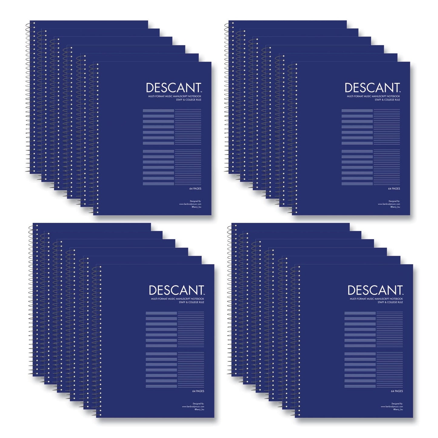 Roaring Spring® Music Notebook, Medium/College Rule, Transcription Format, Blue Cover, (32) 8.5 x 11 Sheets, 24/CT (ROA11032CS)